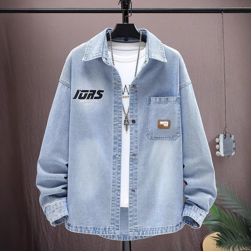 Spring and Autumn Denim Shirt Men's 2025 New Youth High School Junior High School Student Shirt Trendy Brand Casual Jacket