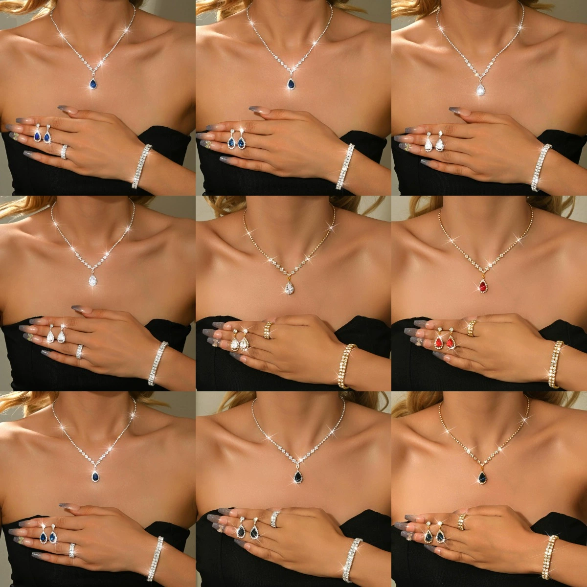 Циркон капли воды Love Star Moon Ожерелье легкий экстравагантный высокий темперамент цепочка ключицы изысканный легкий роскошный украшения оптом