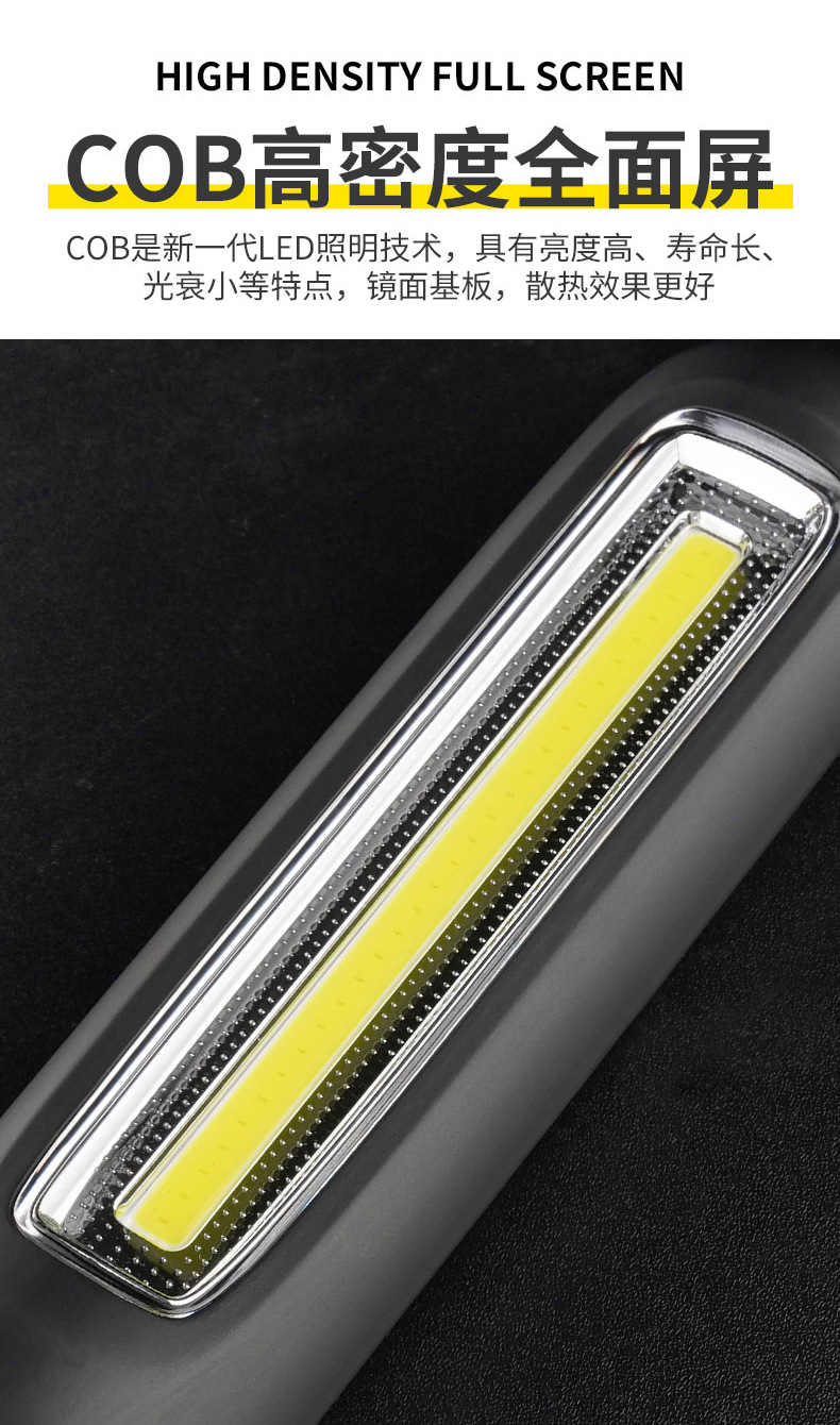 Cross-Border Cob Car Emergency Maintenance Light, Hand-Cranked Power-Generating Flashlight, Rechargeable Magnetic Work Light
