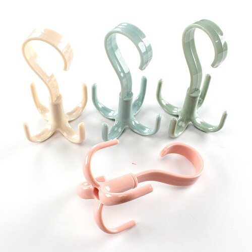 Multi-purpose hook, rotatable four-claw slipper rack, tie rack, scarf scarf coat rack, plastic hanging rack, clothes hanger hook