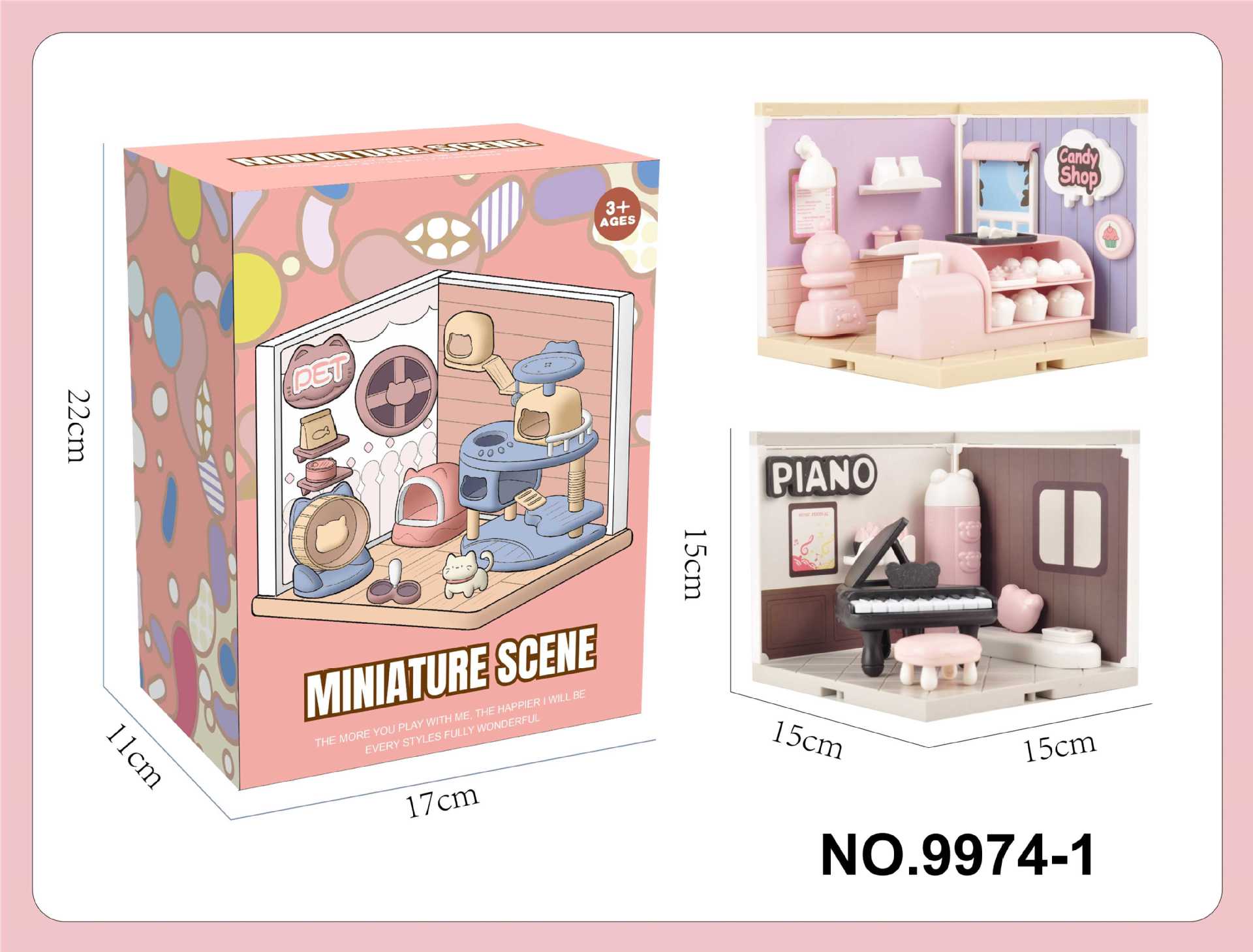Miniature scene play house (dessert + piano room)