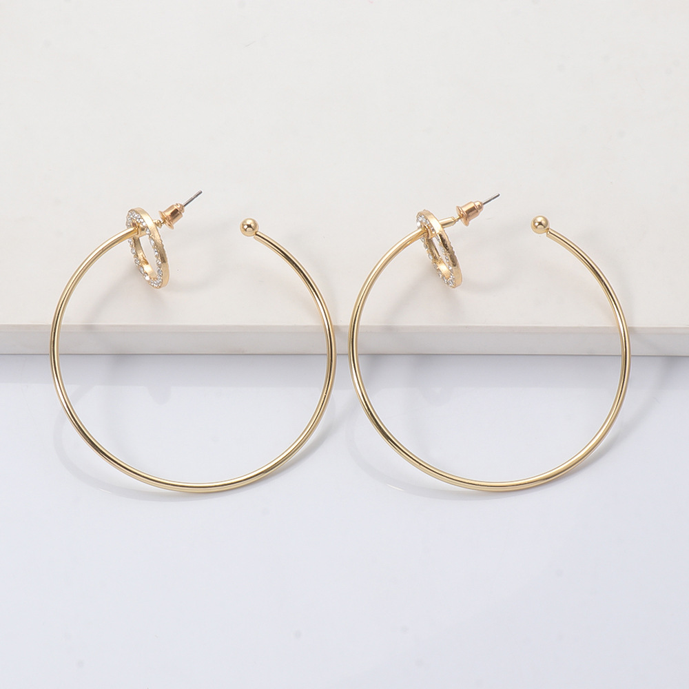 Fashion Alloy Circle Diamond Earrings Wholesale display picture 6