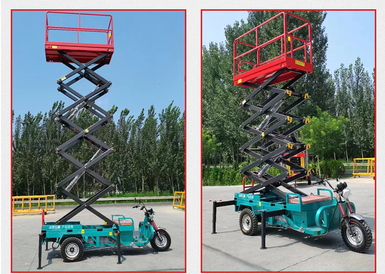 Three-Wheel Mobile Lifting Platform, Scissor-Type High-Altitude Maintenance Electric Hydraulic Three-Wheel Vehicle-Mounted Lift