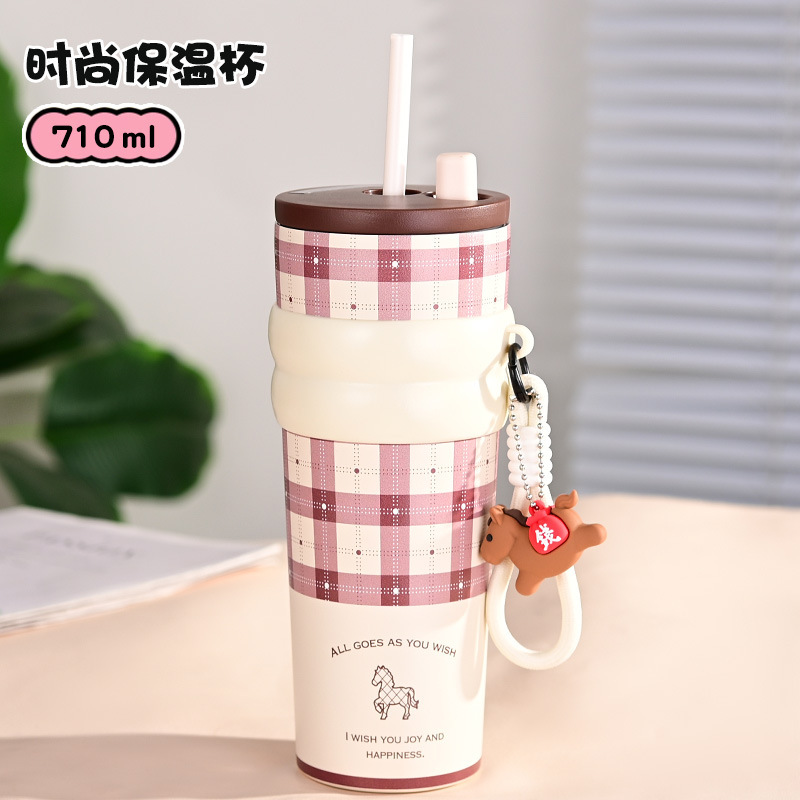 Nueva taza de paja de alto valor facial con cuerda 316 taza de aislamiento térmico de acero inoxidable taza de hielo portátil de gran capacidad
