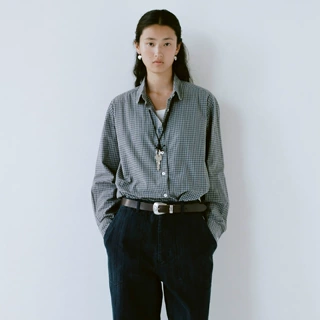 urbanic30格子衬衫女秋季新款韩系翻领宽松简约百搭长袖衬衣