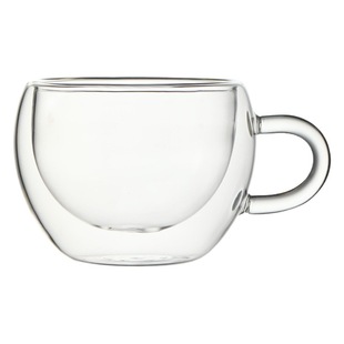 Glass double-layer Cup borosilicate transparent milk juice coffee Mark water cup office egg-shaped with handle Cup