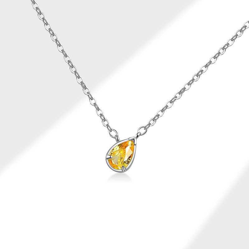 S925 Sterling Silver Simple Geometric Diamond Cube Sugar Necklace