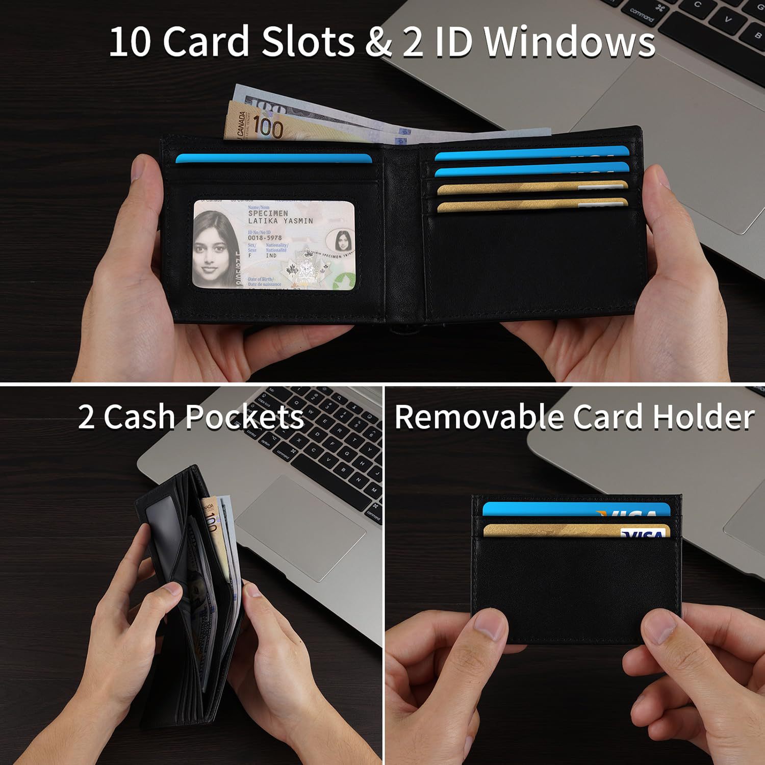 Cartera de fibra de carbono de los hombres bienes genuinos al por mayor de cuero de Caballo Loco de cuero antirrobo cepillo corto cartera primera capa de piel de vaca billetera