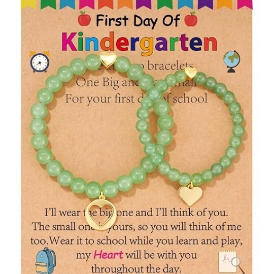 New cross-border product: European and American back-to-school gift, parent-child matching bracelet, stainless steel hollow heart glass bead bracelet