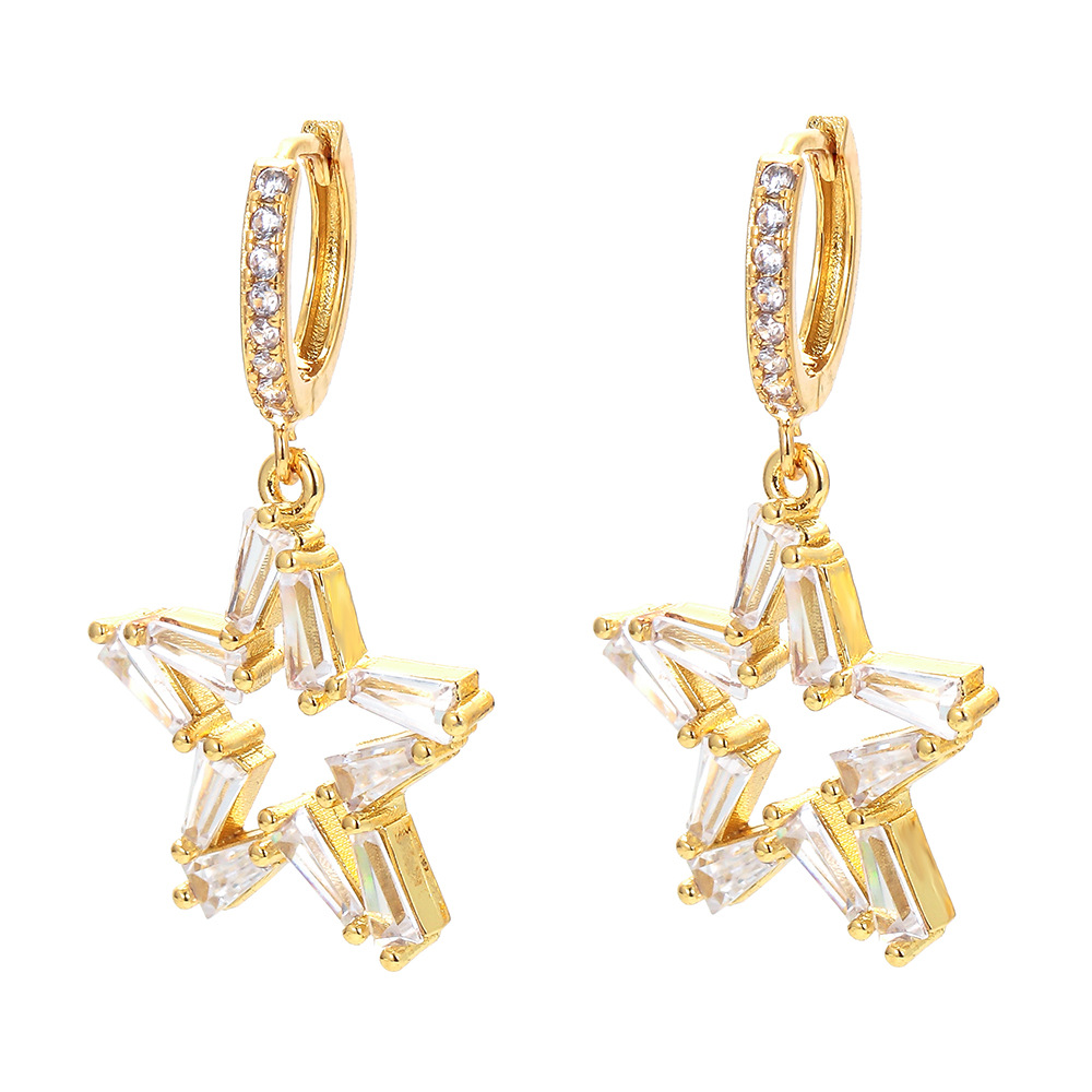 Retro Five-pointed Star Hollow Earrings Wholesale Nihaojewelry display picture 1