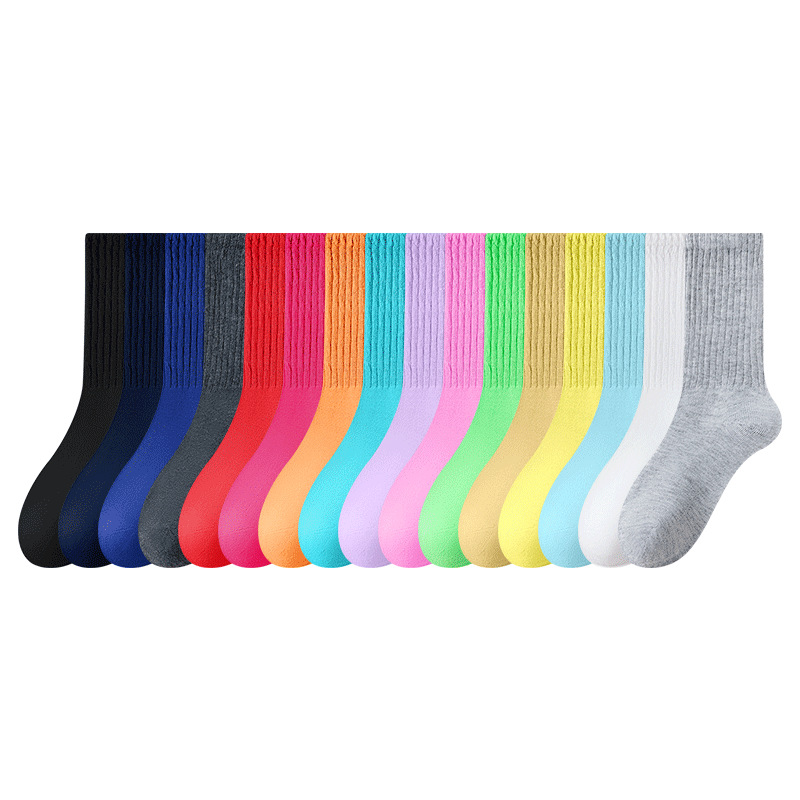 Calcetines para niñas, color sólido de alto valor, calcetines largos de tubo alto de marea callejera de todo fósforo, calcetines japoneses de primavera y verano transpirables y desodorantes