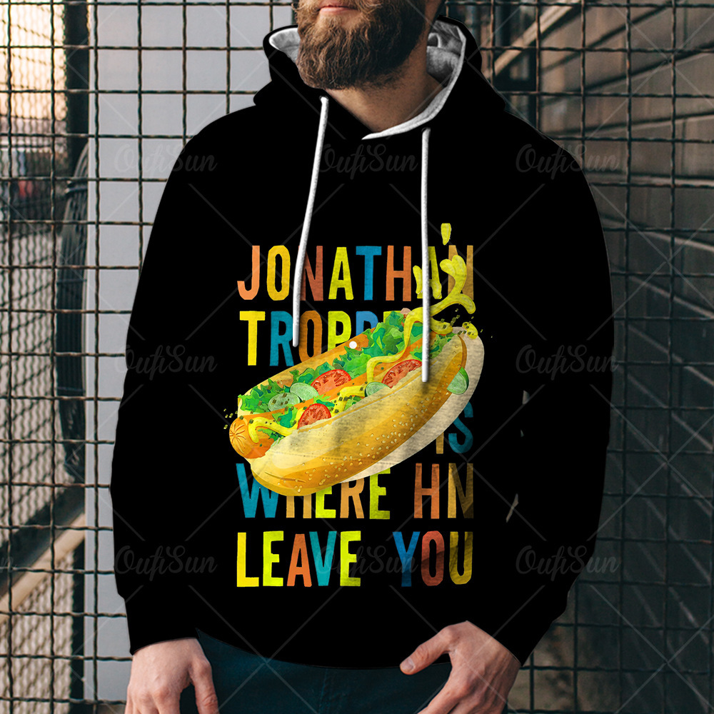 Ropa comida 2024 moda callejera nueva ropa digital para hombres impresión 3D con gorro de hamburguesa de guardia de moda pizza camisa de calle