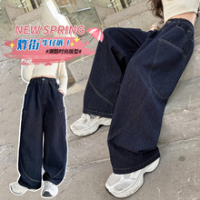 女童牛仔裤春秋2025新款中大儿童长裤时髦春季小孩阔腿裤子洋气潮