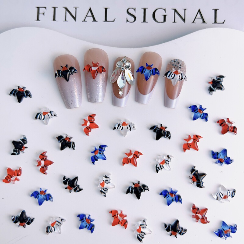 Popular online celebrity New Bat Halloween nail accessories resin three-dimensional dark series ins nail accessories batch Popular online celebrity New Bat Halloween nail accessories resin three-dimensional dark series ins nail accessories batch