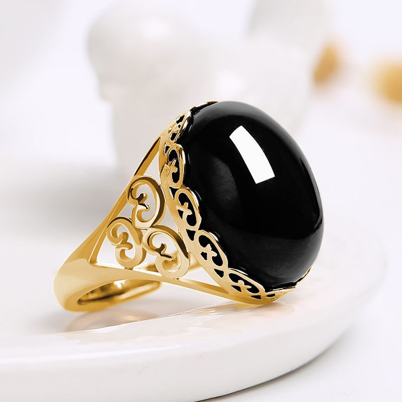 Nuovo anello da donna in stile etnico, elegante, aperto, con calcedonio e agata rossa e verde, con pietra preziosa, ideale per la nonna._voghion.com