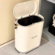 卧室家用垃圾桶卫生间厨房按压弹盖款轻奢奶油风按压式密封收纳桶