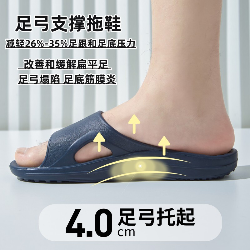 Taiwan Foot Arch Support Slippers Men's Summer Home Non-Slip Wear-Resistant Silent Bath Slippers Flat Foot Correction Women