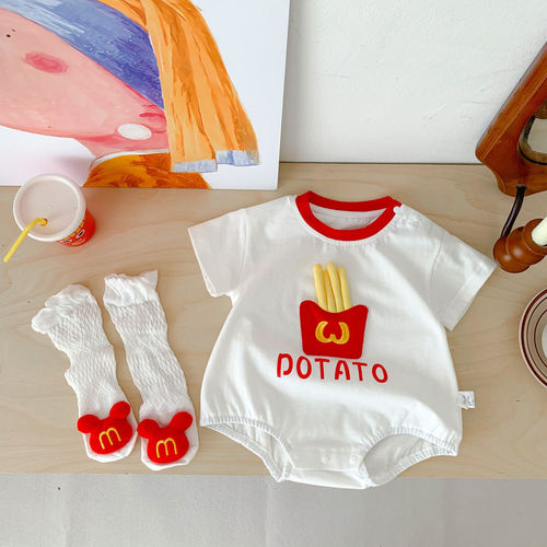 Baby clothes summer set diaper cover thin newborn boy onesie ultra cute 100th day full moon summer tunic