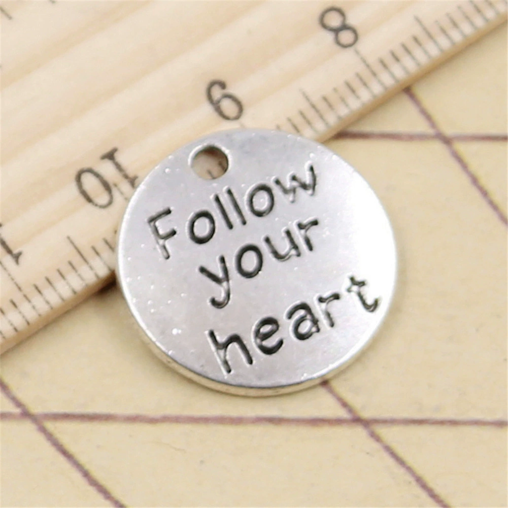 Антикварная серебряная табличка follow your heart DIY ювелирные аксессуары кулон шарм ожерелье браслет подвеска