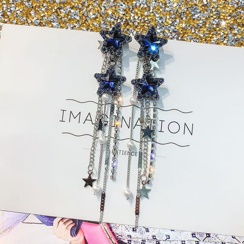 Korean elegant fashionable earrings with tassels