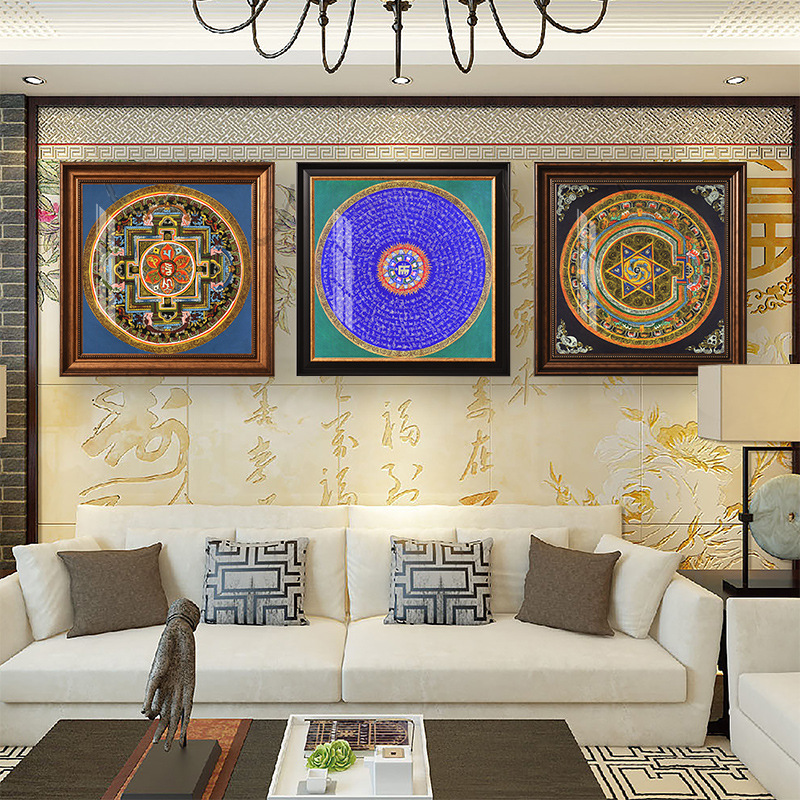 A5L唐卡畫框裝裱西藏佛像黃財神綠度母六字真言扎基拉姆復古相框