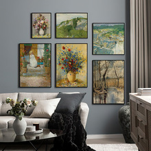 阿尔弗雷德西斯莱复古油画布画芯画心卧室湖泊山水风景艺术挂画