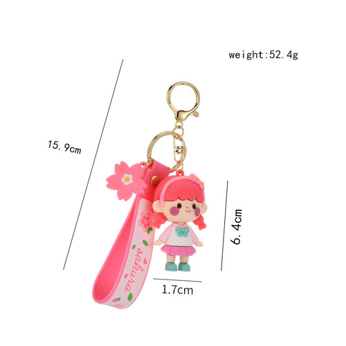 Creative cute pastel lovely girl keychain exquisite school bag car cute plush ornament keychain wholesale