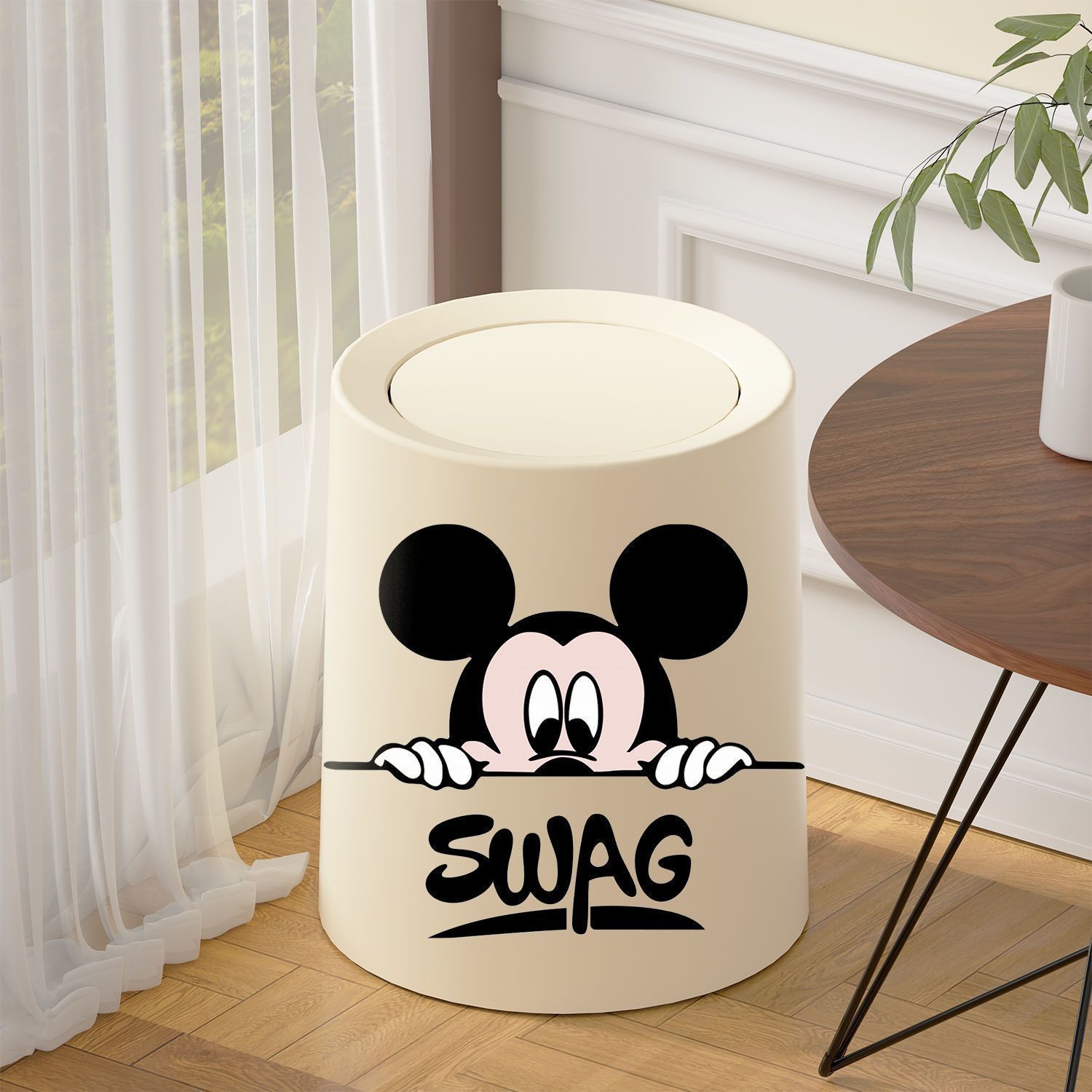 Creative Mickey bote de basura para el hogar 2024 nueva sala de estar moderna y simple, baño de celebridades de Internet, dormitorio, cocina con tapa