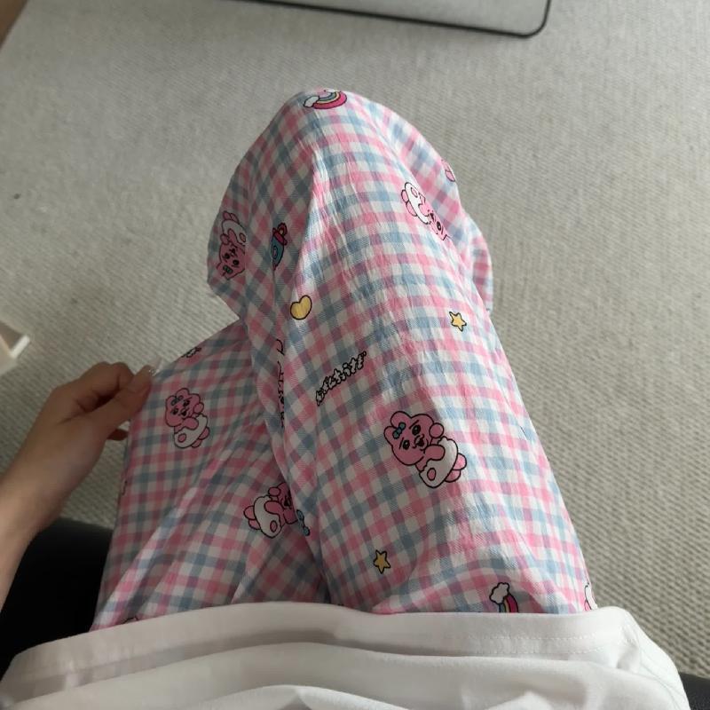 Primavera y verano · Pantalones de pijama casuales para mujeres pantalones a prueba de mosquitos rojos en línea 2025 nuevos pantalones caseros para llevar