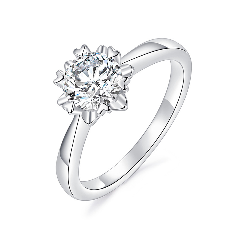 Sterling Silver Elegant Simple Style GRA Certificate Plating Geometric Moissanite Rings display picture 1