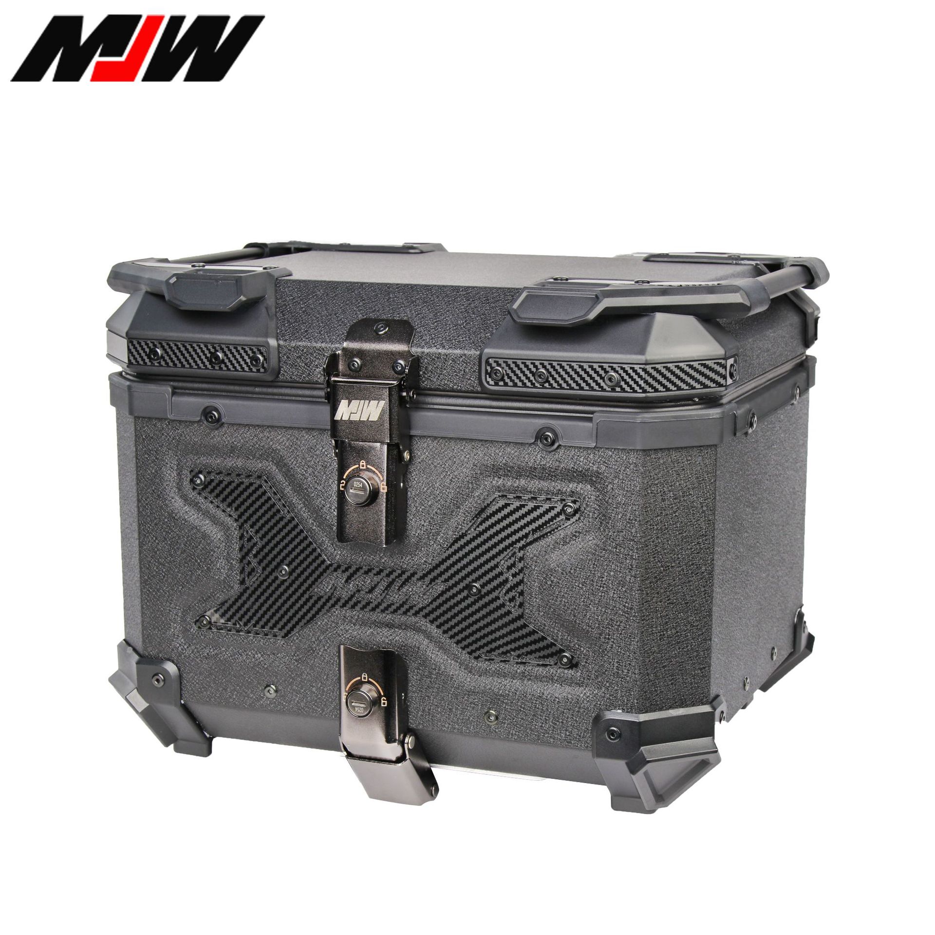 45L motocicleta de aleación de aluminio impermeable estampado negro caja trasera noveno ternero caída caja trasera coche eléctrico maletero