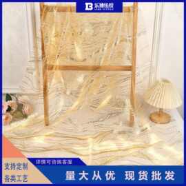 水波纹香槟金亮片婚纱面料网纱布料卷外贸玩具礼服婚庆桌布网孔