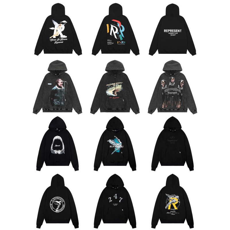 American Trendy Brand Represent Hoodie Retro Sweatshirt for Men and Women Couples Fog High Street Autumn and Winter Hoodie