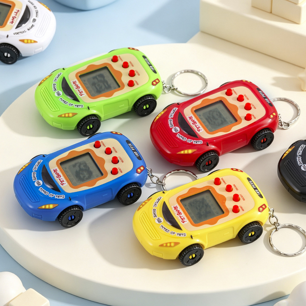 Novelty Car Keychain Electronic Pet Machine, Pet Raising Game Arcade Handheld Mini Pet Machine Toy