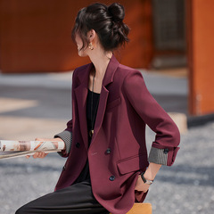 韩版休闲西装外套女早秋2025新款小众设计感宽松百搭免烫西服上衣