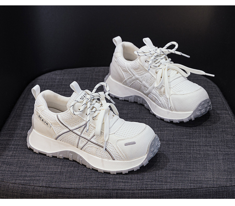 Giày sneaker nữ đế dày phong cách Đức Huấn (German Trainer) mùa xuân 2026, đế bánh mì ôm eo, phối màu trẻ trung — Be 5025, Xám 5025, Vàng 5025 chi tiết 28