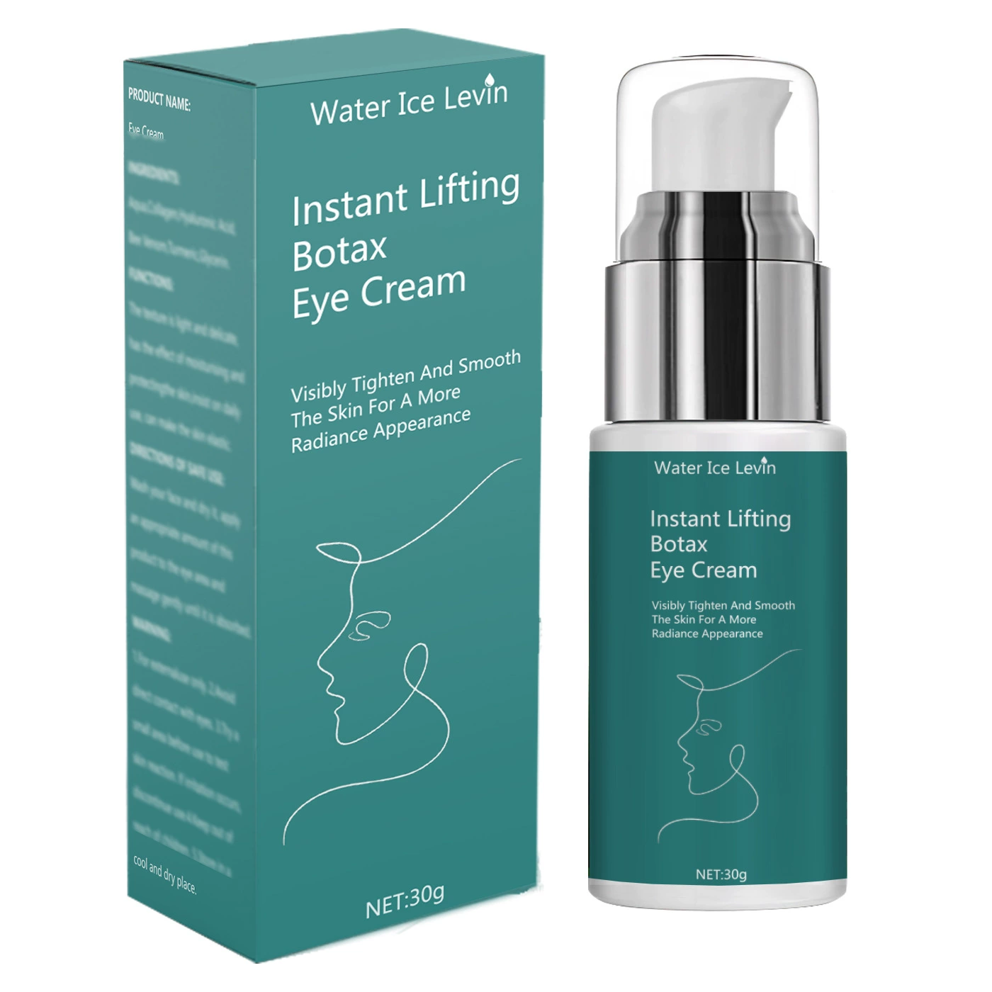 Water Ice Levin Lifting Eye Cream Безалкогольный увлажняющий укрепляющий крем против темных кругов и отечности