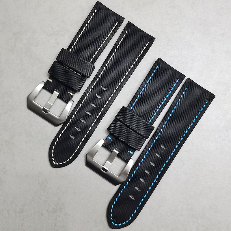 20 22 24 26mm 真皮牛皮帆布 适用于PAM胖大海441 尼龙表带