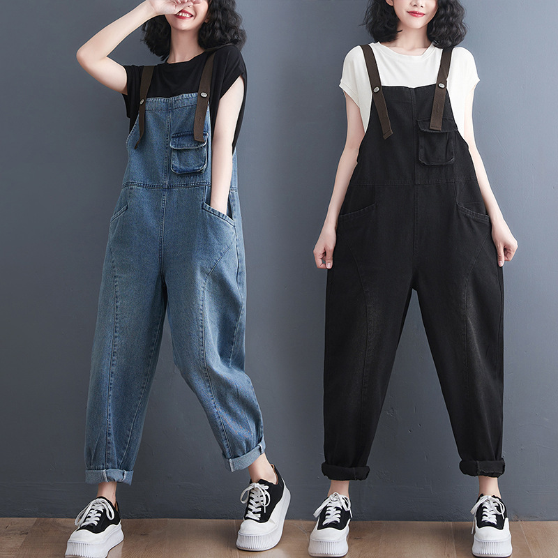 Women's Denim Overalls Korean Style Loose Fit 2026 New Spring/Summer Trendy Youthful Petite Suspenders Jumpsuit Women's Denim Overalls Korean Style Loose Fit 2026 New Spring/Summer Trendy Youthful Petite Suspenders Jumpsuit