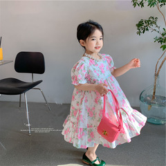 Children's flower dress summer style girls sweet lace skirt children's skirt 3-8 years old children's clothing one piece drop shipping