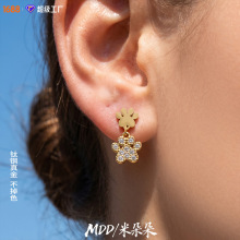 欧美热销小众奢华个性狗爪耳坠镶嵌锆石耳环不锈钢镀18k真金耳饰