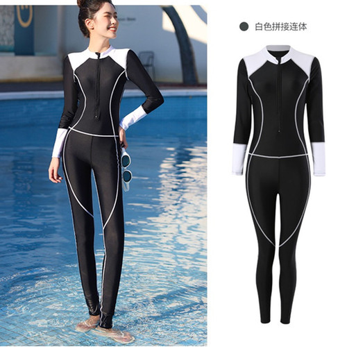 Wetsuit 2024 new swimsuit women's one-piece sports training long-sleeved long legs conservative slimming belly-covering jellyfish swimsuit