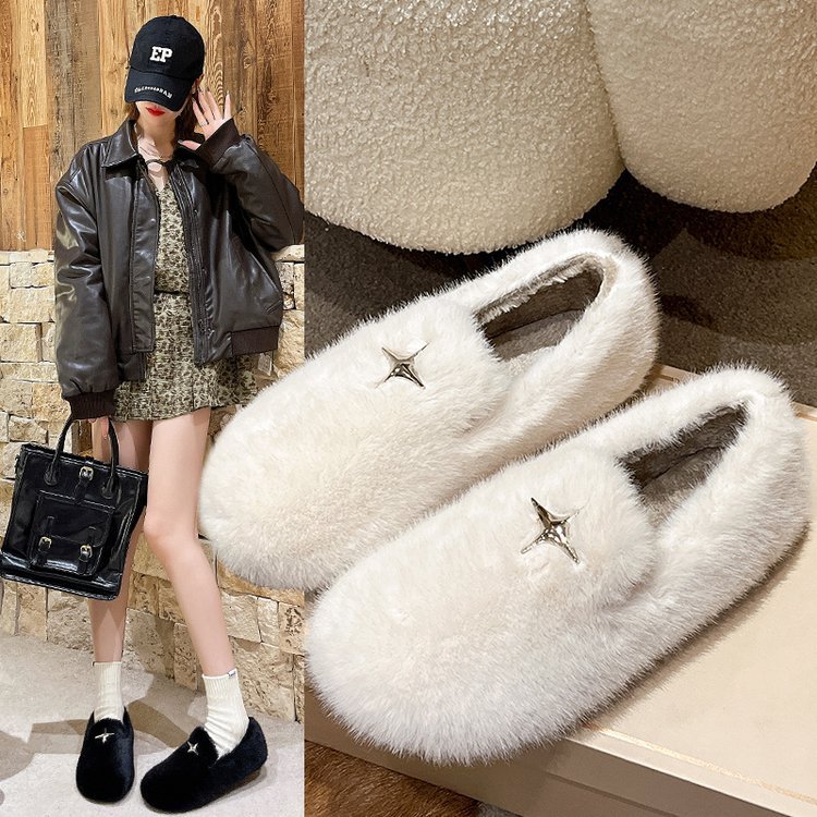 2023 Nuove scarpe in cotone caldo velluto imbottito in un unico passaggio per l'autunno e l'inverno con scarpe singole a fagiolo_voghion.com