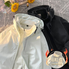 防风加绒冲锋衣外套男士三合一可拆卸内胆摇粒绒秋冬棉服工装夹克