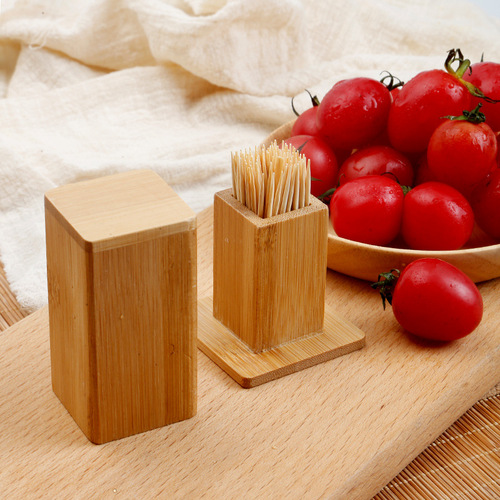 Bamboo toothpick box wholesale creative home restaurant hotel toothpick jar wooden toothpick tube engraved logo