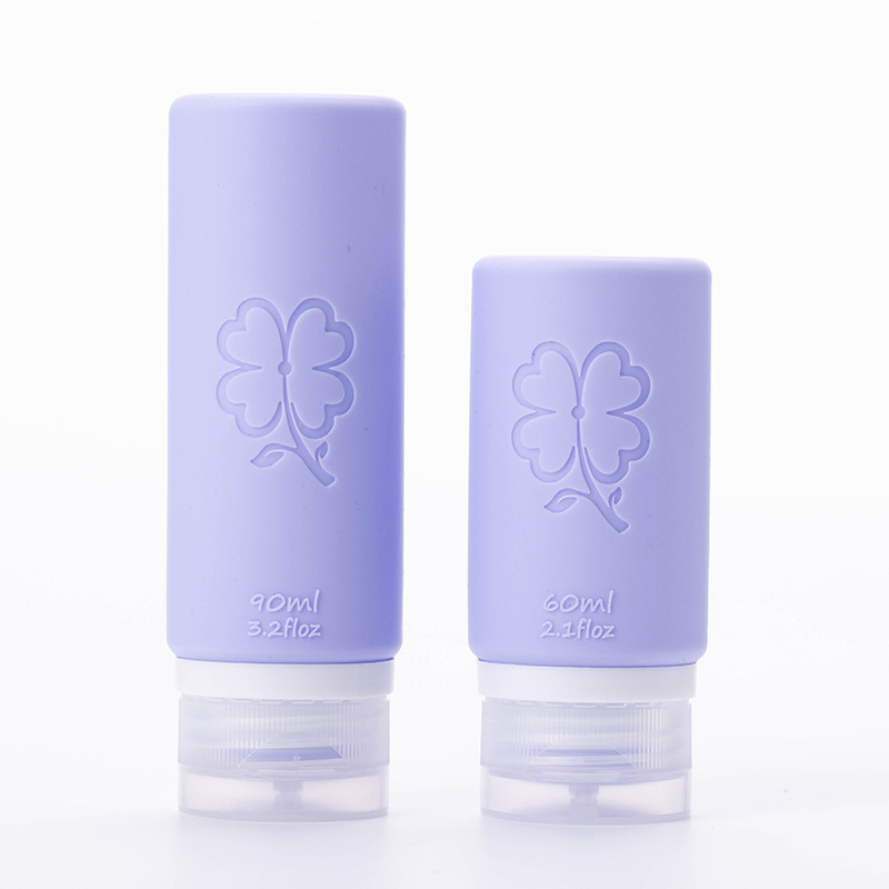 Viaje de silicona botella de 60ml 90ml gran capacidad conjunto de presión a prueba de fugas botella de almacenamiento de cosméticos nueva