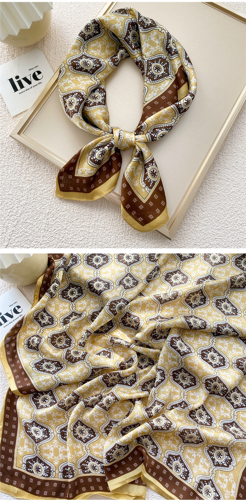50g Weight Silk Scarf Classification Travel Occasion Silk Material Unisex Gender Printing Design Sweet Style Grey, Red, Green, Blue, Yellow, Black Color Unisex Sweet Silk Printing Silk Scarf 10