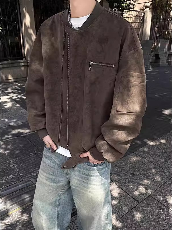 2025男士皮衣百搭痞帅机能风飞行机车皮衣短款休闲棒球服外套男潮|undefined