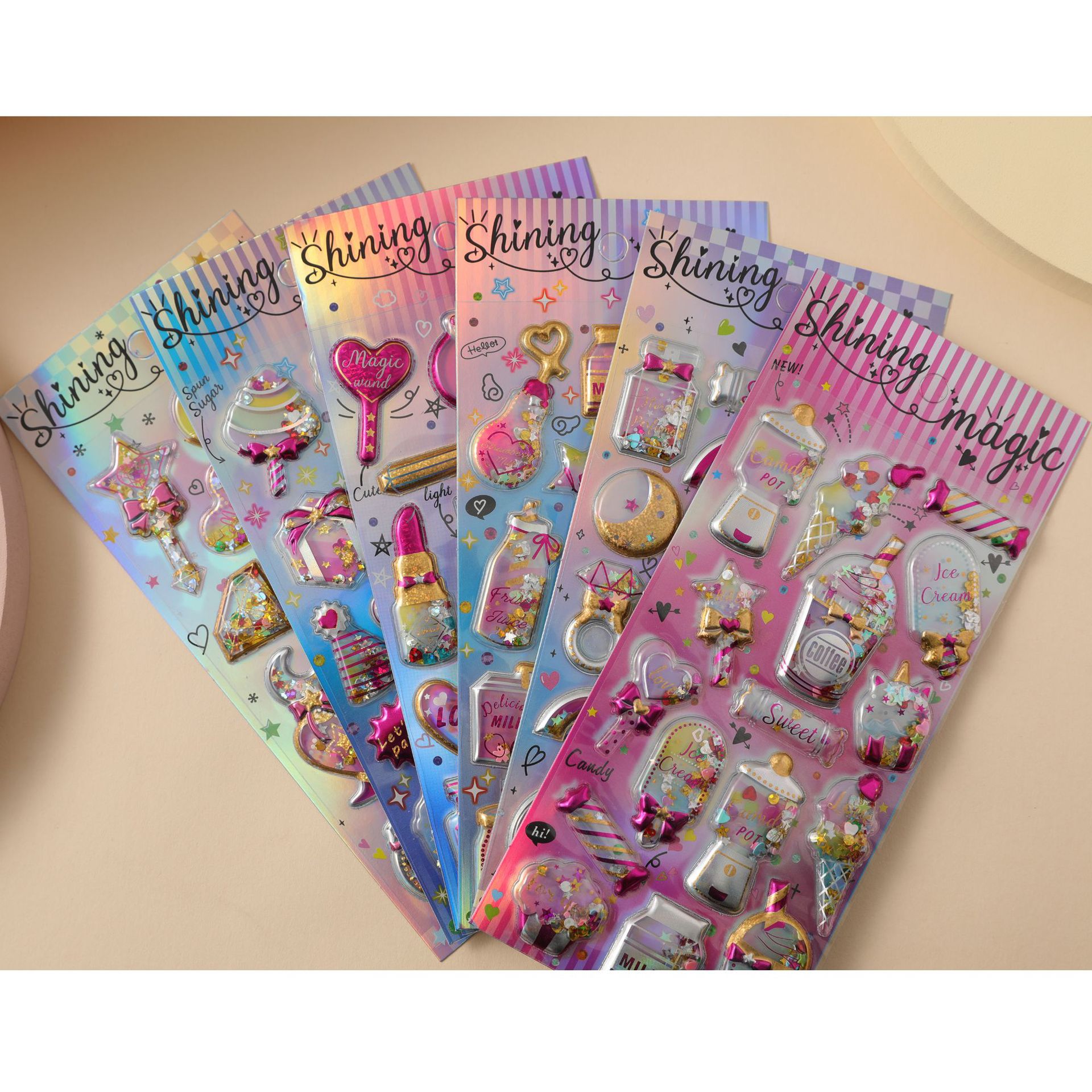 Children's Stickers Diamond Gem Crystal Stickers Cartoon Small Stickers Girl Princess 3D Stereo Shake Stickers Baby