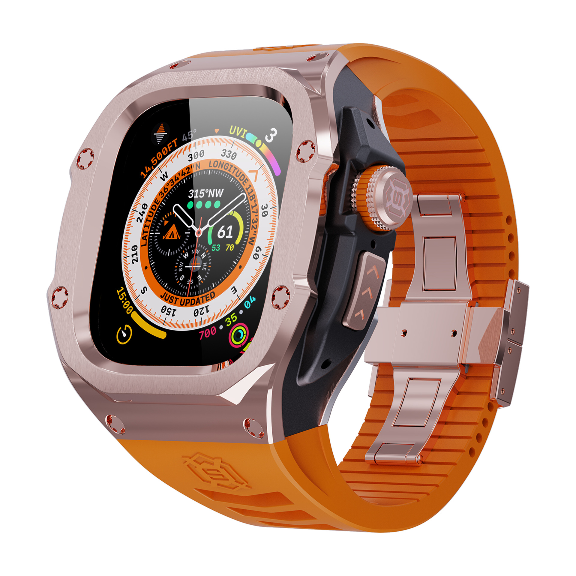 Moda transfronteriza 44/45 Apple Applewatch reloj Ultra49mm personalidad metal modificado caja protectora cinturón